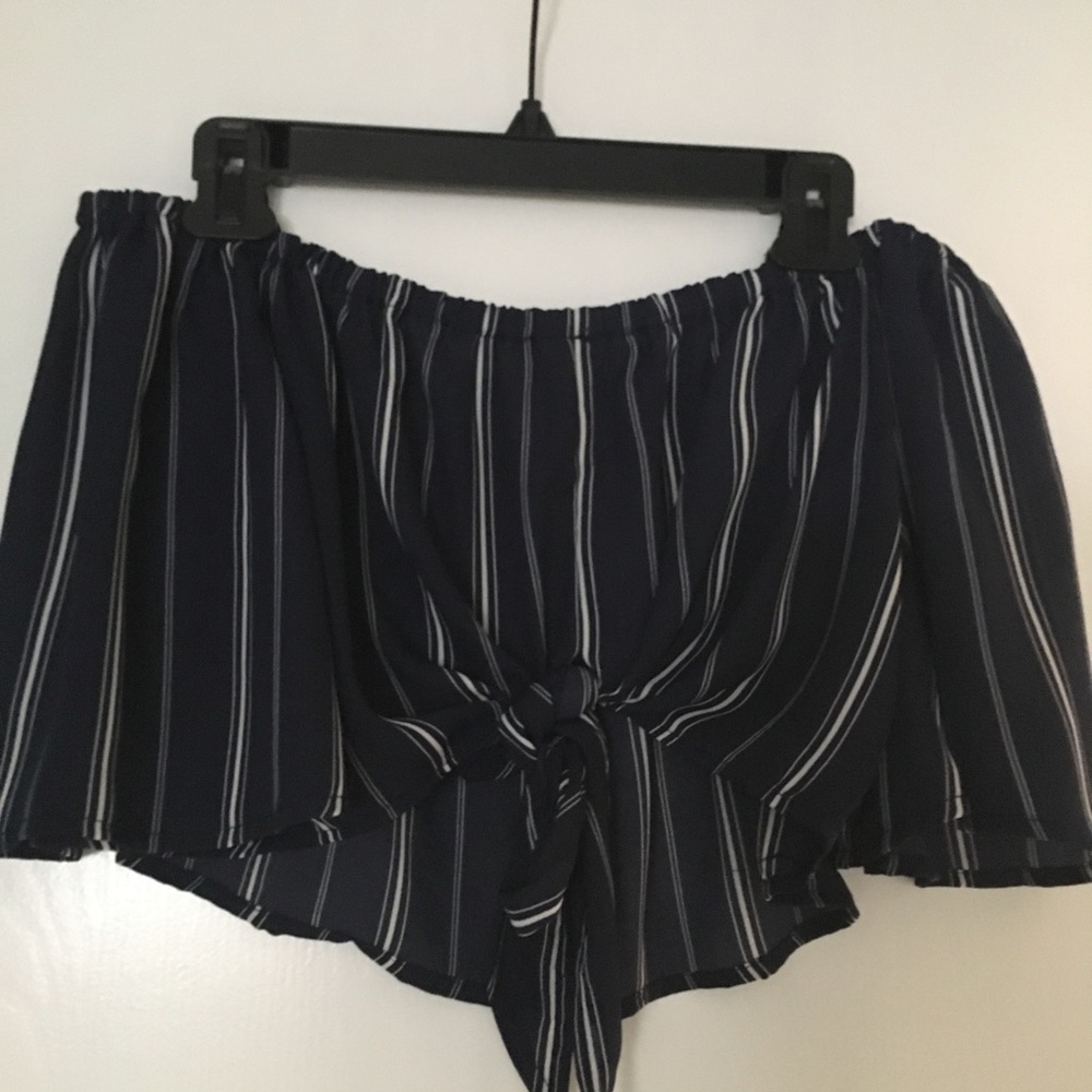 Navy blue striped crop top